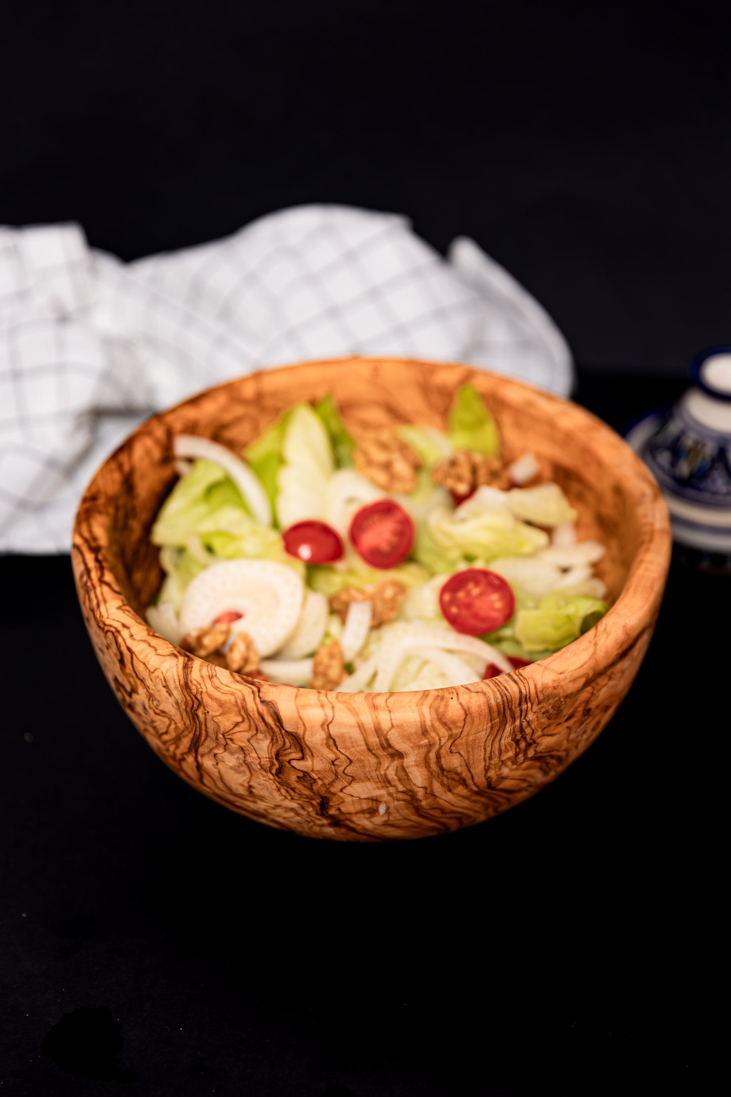 Large Olive Wood Salad Bowl with Salad Forks