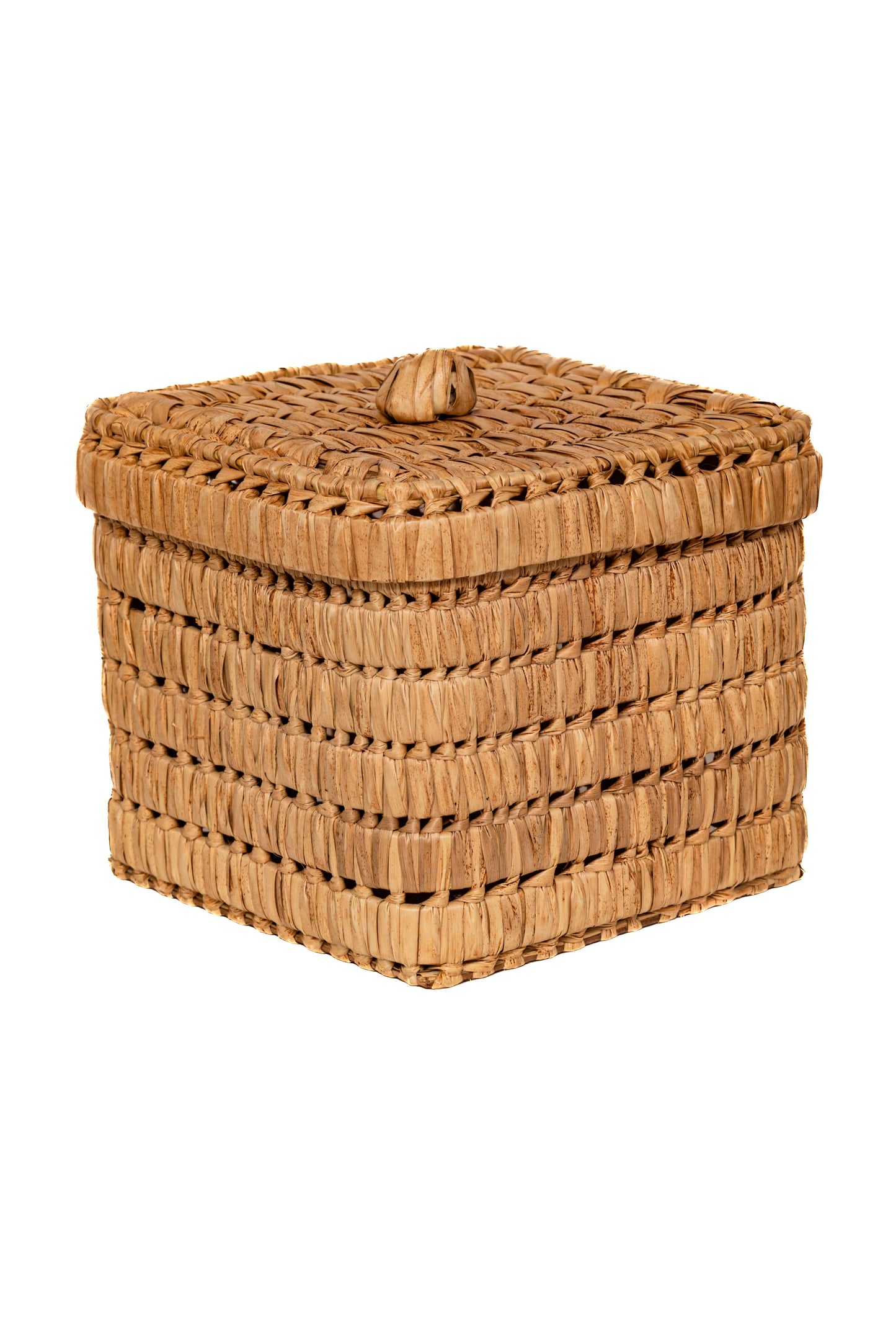 Handmade Raffia Storage Basket with Lid – Natural Organizer Box