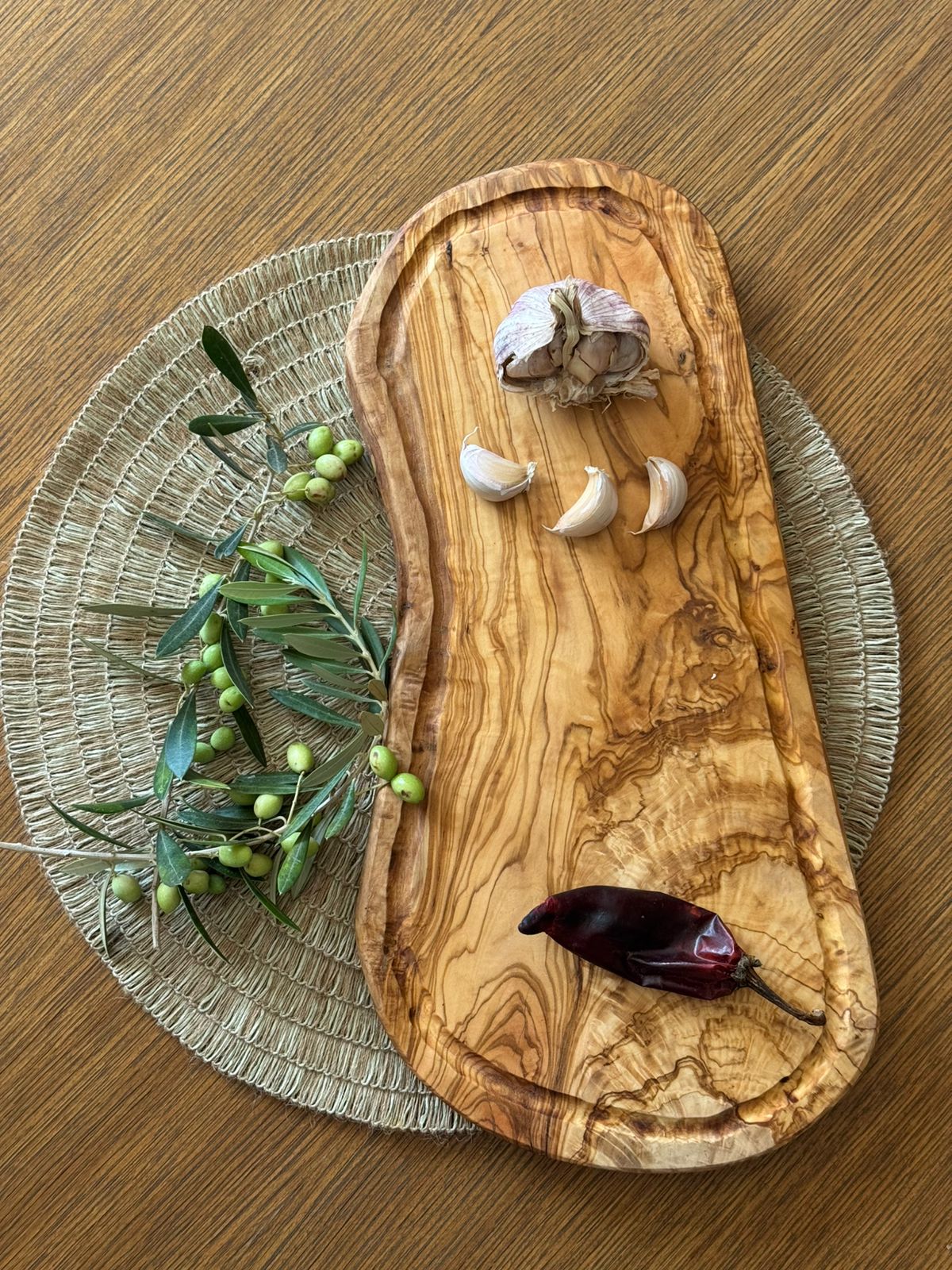 Handmade Olive Wood Charcuterie Board (Length: 15" to 16.5")