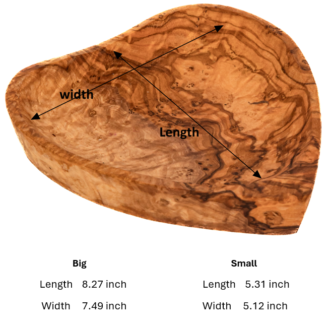 Pack of Two Handmade Olive Wood Heart Plates