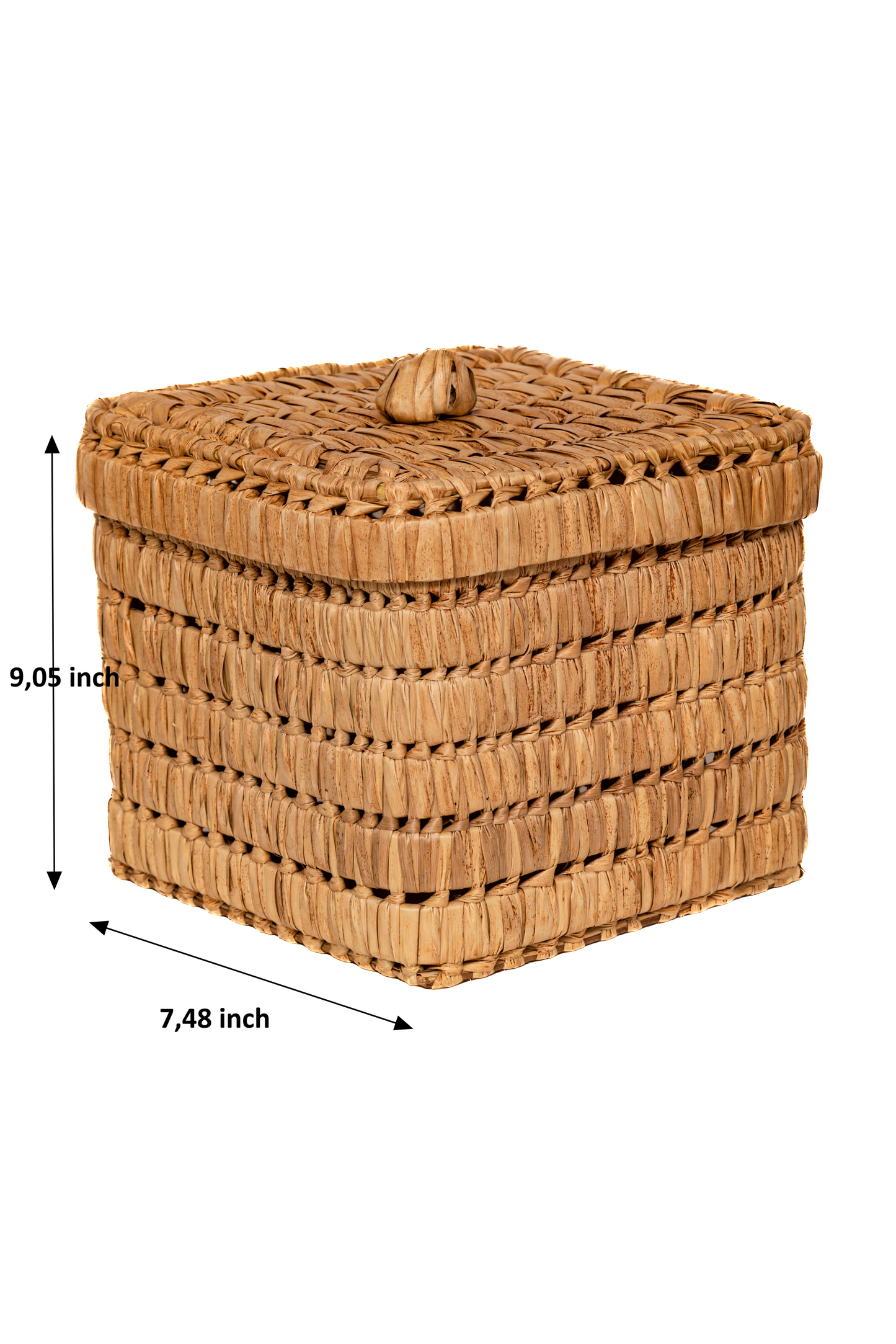Handmade Raffia Storage Basket with Lid – Natural Organizer Box